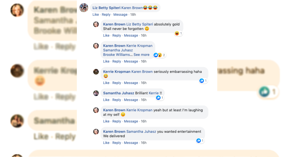 Facebook reactions to the Ladies Luncheon event at Hillside Football and Netball Club near Melbourne. Absolutely gold! Shall never be forgotten. 